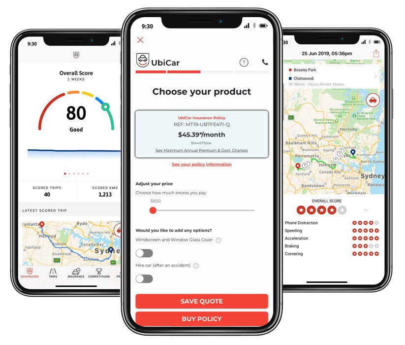 UbiCar application 3 screenshots